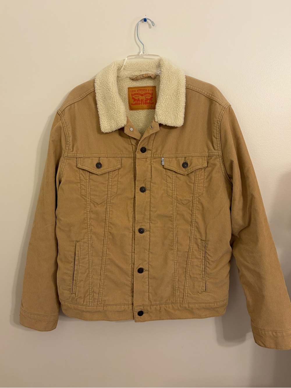 Levi's | Mens Corduroy Tan Sherpa Lined Trucker Jacket size L